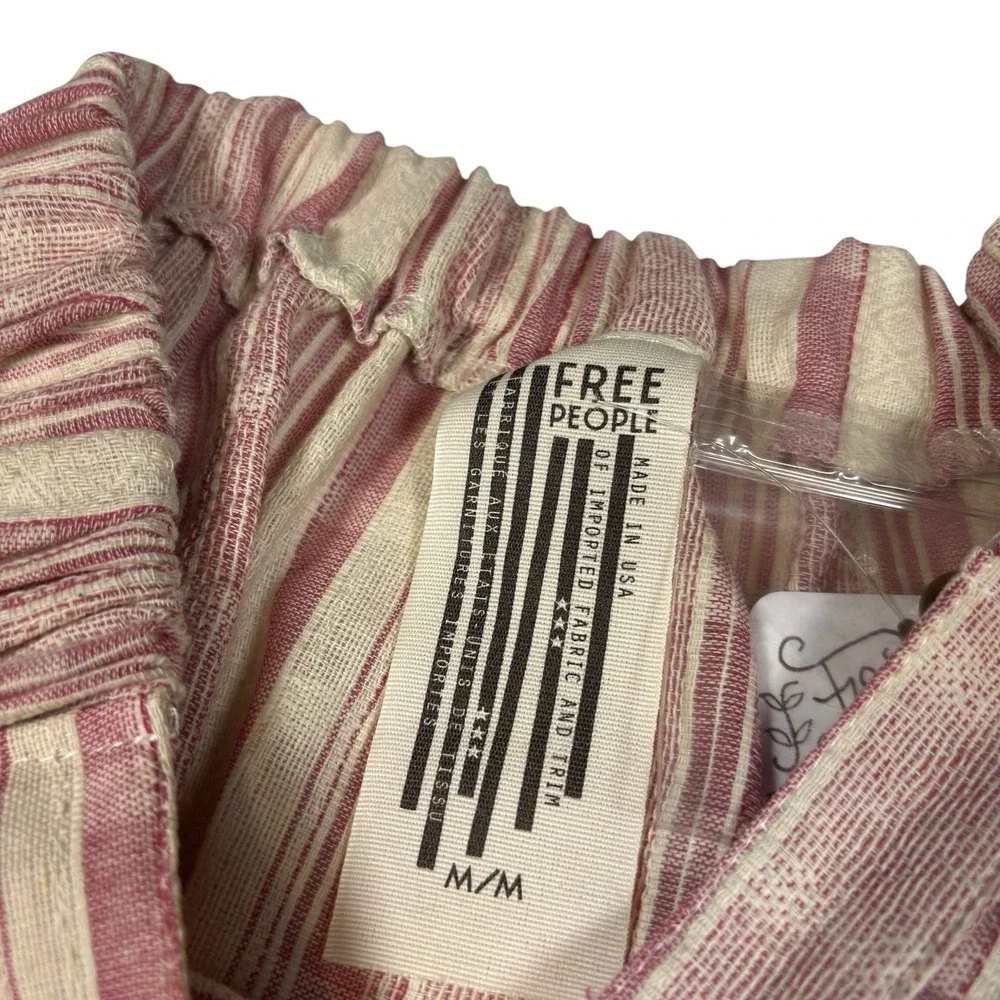 Free People Pink Ivory Tie Front  Boho Crop Top Medium